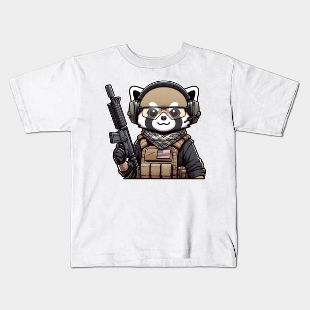 Tactical Tanuki Kids T-Shirt by Rawlifegraphic